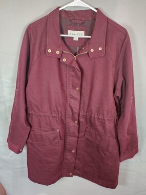 Ava & Viv Wine Utility Jacket with Snap & Zip Front